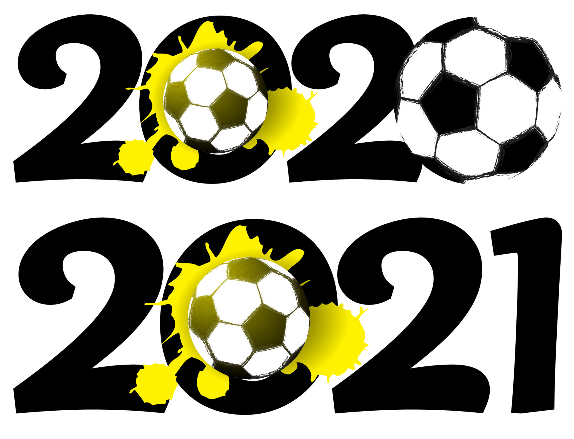 2020 et 2021 dans un style football lumineux avec un ballon de football et  une tache jaune. élément de design sportif. vecteur sur fond blanc 8278992  Art vectoriel chez Vecteezy