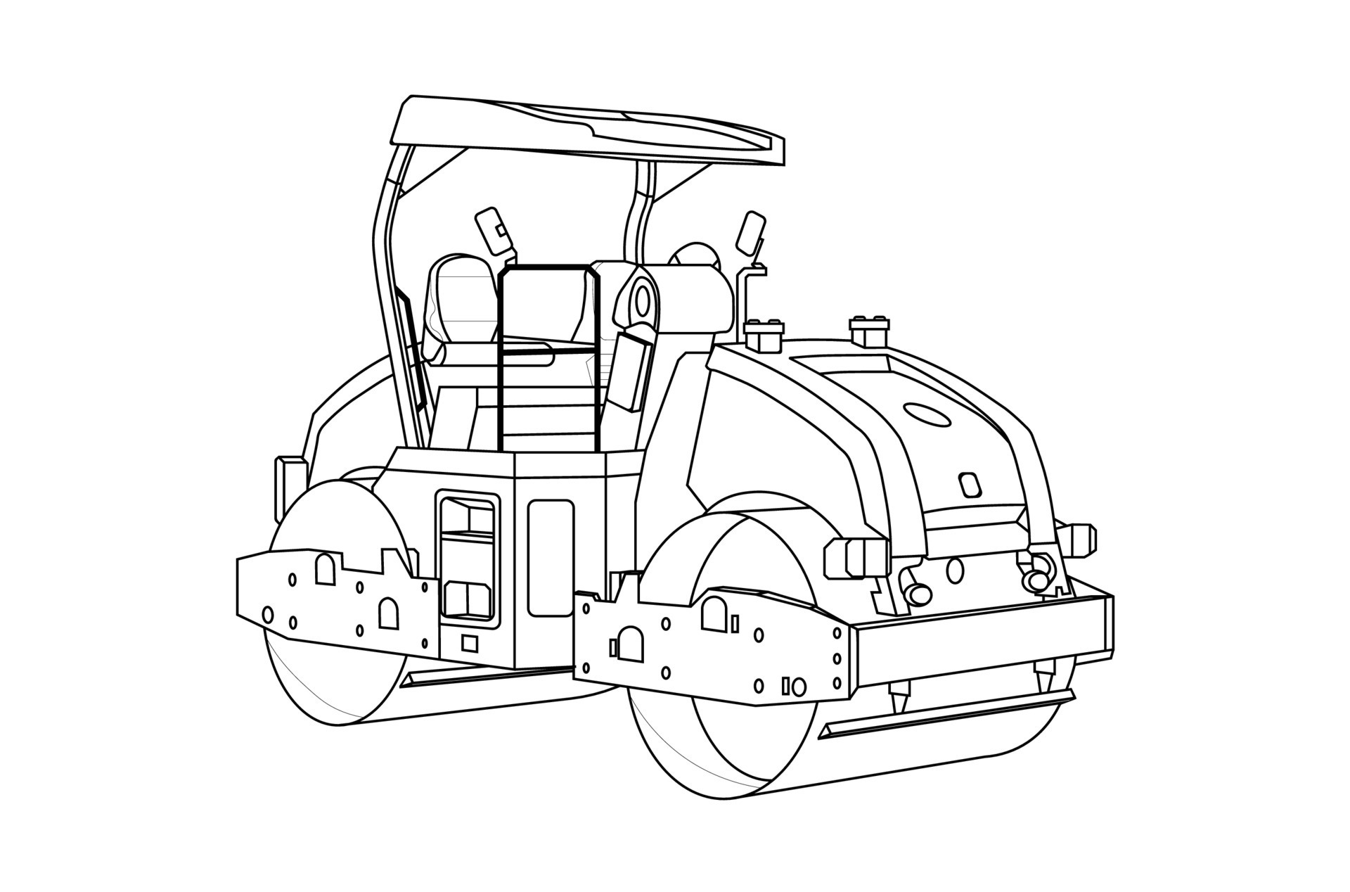 rouleau compresseur de matériel de construction. dessin linéaire d'enfants  à colorier. vecteur sur blanc isolé sur blanc 8279493 Art vectoriel chez  Vecteezy