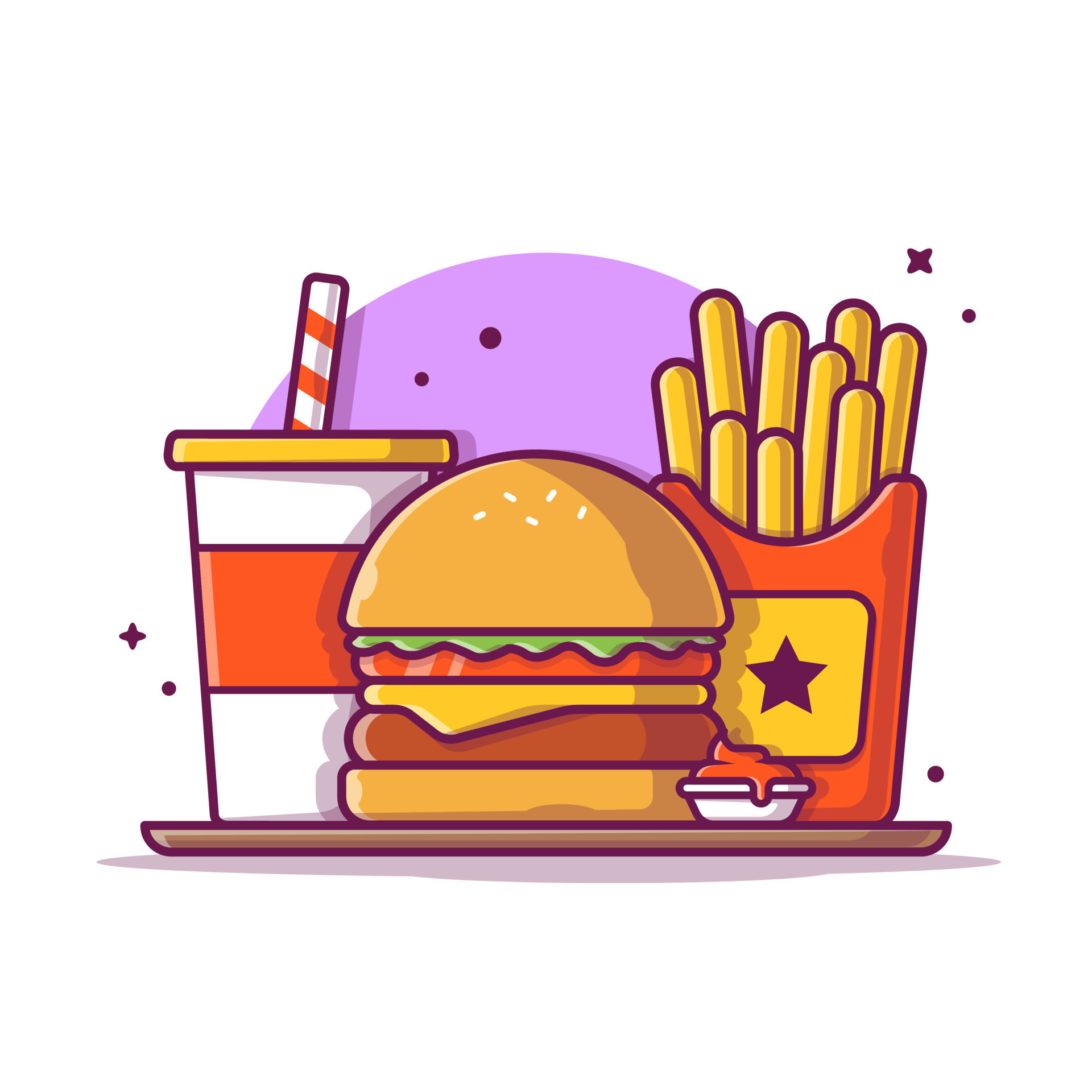 Burger Et Frites Drapeau Illustration Vectorielle De Nourriture