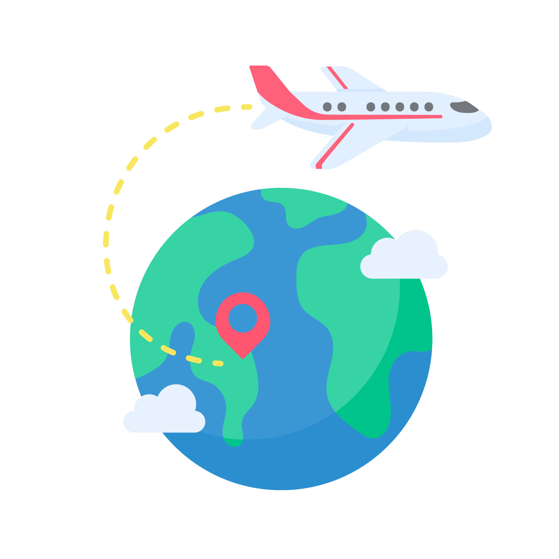 la carte du monde est épinglée pour planifier les voyages des compagnies  aériennes internationales. avec bagages et billets d'avion 9671101 Art  vectoriel chez Vecteezy