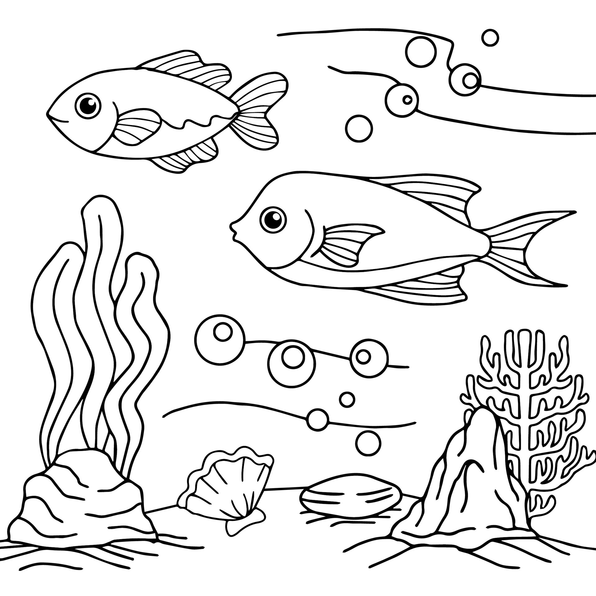 page de coloriage de vecteur de conception pour enfant poisson sous l'eau  9364640 Art vectoriel chez Vecteezy