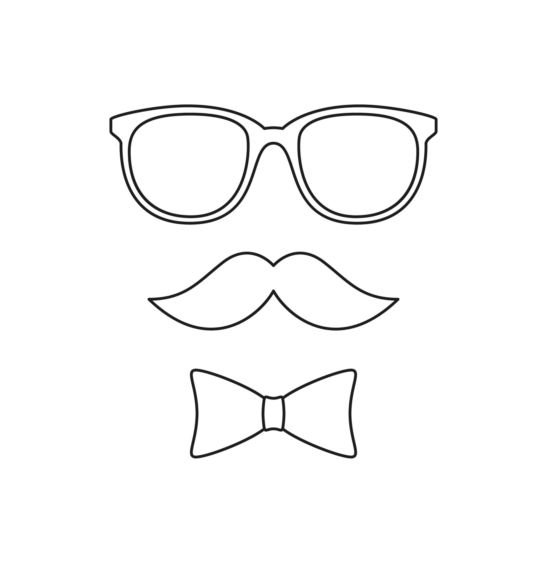 coloriage avec moustache, noeud papillon et lunettes pour enfants 9955087 -  Telecharger Vectoriel Gratuit, Clipart Graphique, Vecteur Dessins et  Pictogramme Gratuit