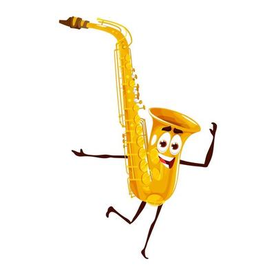 personnage de saxophone dansant de dessin animé, saxo drôle 11353773 Art  vectoriel chez Vecteezy