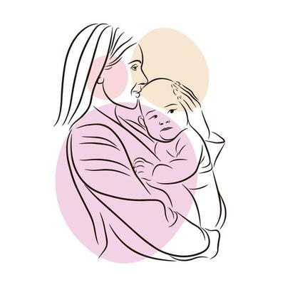 jeune maman avec un bébé dans les bras, couleurs nude 8376495 Art vectoriel  chez Vecteezy