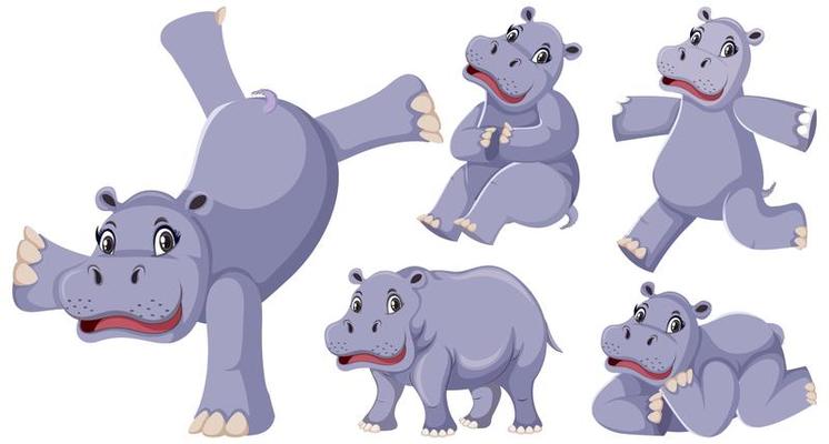 hippopotame dessin animé mascotte drôles vecteur sourire bonheur rigolo  mignons design plat cool 11637954 Art vectoriel chez Vecteezy