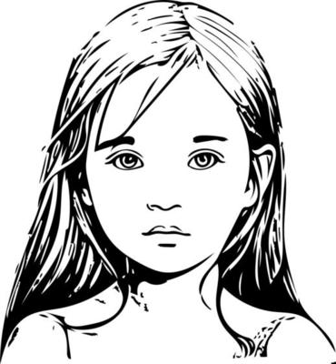 beau visage de fille en dessin au trait simple 17586846 Art