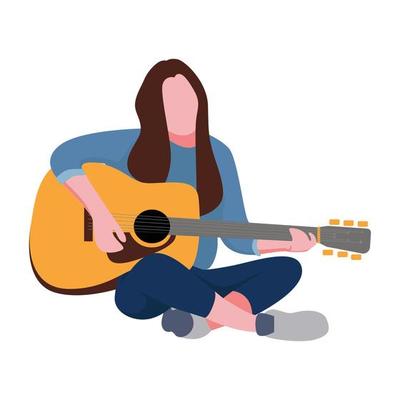 Fille jouant de la guitare, Fille jouant de la guitare, Dessin au trait  vectoriel AI, Cdr, Dxf, eps, fichiers vectoriels pdf, guitariste,  guitariste, guitare acoustique -  Canada