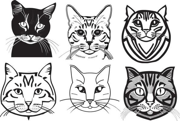 autocollants drôles doodle de chats de dessin animé. chat de caractère.  chat de lettrage. 18990303 Art vectoriel chez Vecteezy