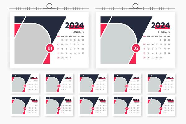 2024 calendrier table conception modèle, moderne Nouveau année calendrier  conception dans affaires style 29037405 Art vectoriel chez Vecteezy