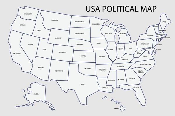 Carte Politique Des Etats-Unis Etats-Unis D'Amérique Illustration