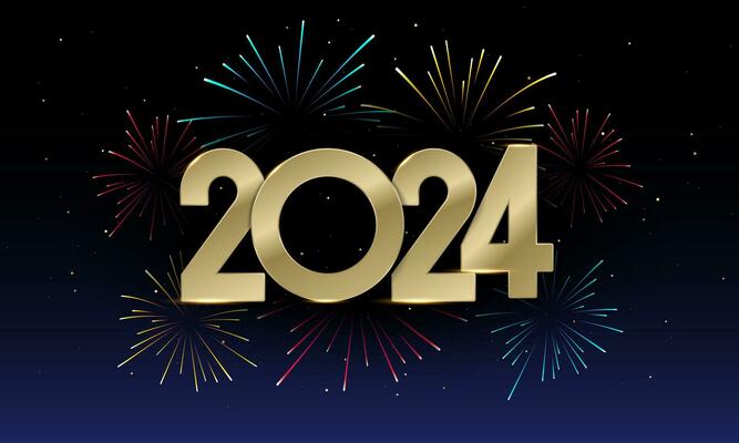 Bonne Année 2024 Fond De Fête Avec Vecteur De Célébration De Feu D'artifice