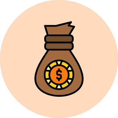 Icône de sac d'argent, sac d'argent dessin animé simple avec cordon d'or  Vecteur par ©Sergey91988 252095536