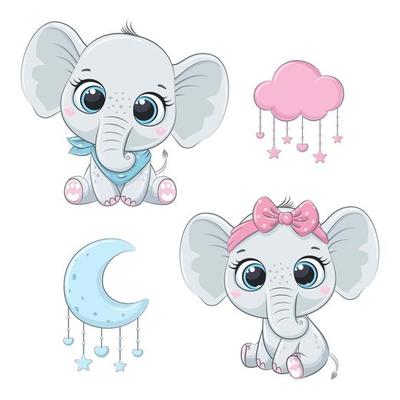 cartes bébé mensuelles avec des éléphants mignons 2512943 Art vectoriel  chez Vecteezy