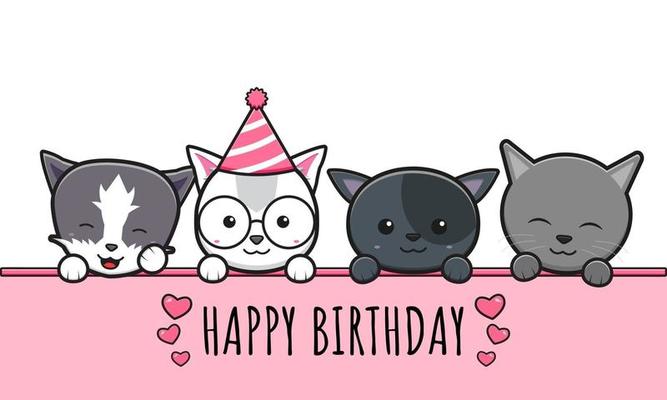 mignonne anniversaire chat sur vif Contexte 27288889 Photo de stock chez  Vecteezy