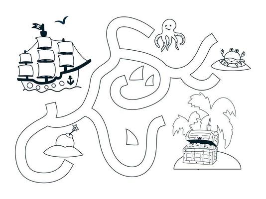 Le Jeu D'éducation De Labyrinthe De Jeu De Mots Croisé D'aventure De Trésor  De Pirate Pour Des Enfants Au Sujet Des Pirates Trouv Illustration de  Vecteur - Illustration du croix, navigation: 110161108