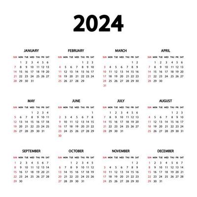 Modèle De Calendrier 2024 Dans Un Style Strict Classique Avec Des