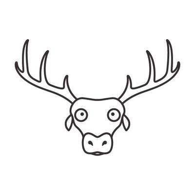 tête et corne sauvages de renne. dessin à la main et couleur de remplissage  pour le motif, le logo, le tatouage, le design, les badges. illustration  vectorielle isolée sur fond blanc. 10682903