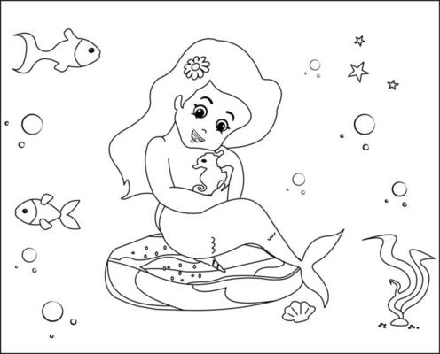 page de coloriage de vecteur de conception pour enfant poisson sous l'eau  9364640 Art vectoriel chez Vecteezy