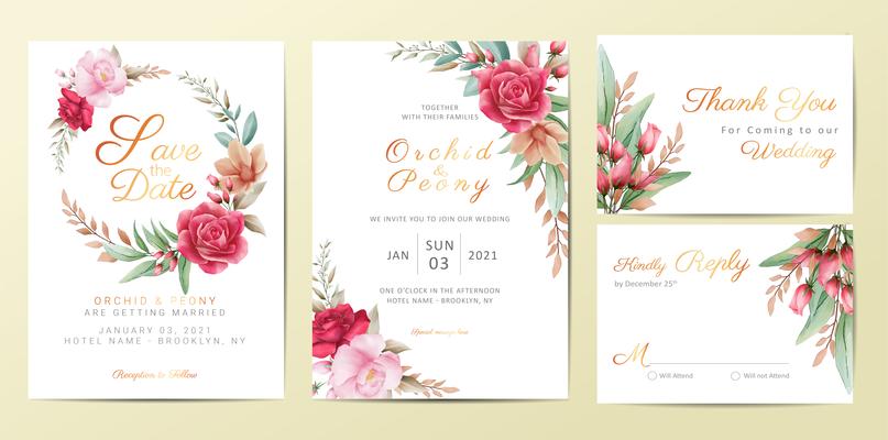 carte d'invitation de mariage avec de belles fleurs et feuilles 1984384 Art  vectoriel chez Vecteezy