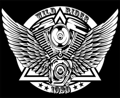 logo de moteur de moto avec ailes pour club de moto 7414854 Art vectoriel  chez Vecteezy