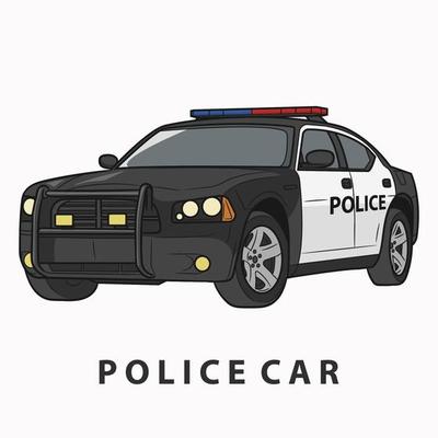 voiture de police objet vectoriel de couleur semi-plat 8446613 Art