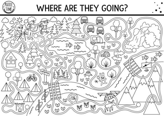 Coloriage à imprimer : Jeu du labyrinthe la cabane en haut de la montagne