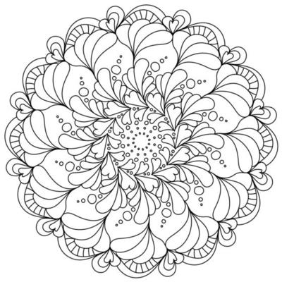 page de coloriage zen sous forme de mandala symétrique avec