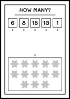 combien de flocon de neige, jeu pour les enfants. illustration vectorielle, feuille de calcul imprimable vecteur