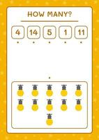 combien de lumières de noël, jeu pour enfants. illustration vectorielle, feuille de calcul imprimable vecteur