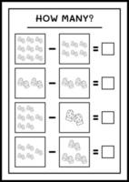 combien de mitaines d'hiver, jeu pour enfants. illustration vectorielle, feuille de calcul imprimable vecteur