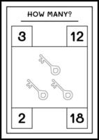 combien de clé, jeu pour enfants. illustration vectorielle, feuille de calcul imprimable vecteur