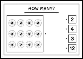 combien d'oeil, jeu pour les enfants. illustration vectorielle, feuille de calcul imprimable vecteur