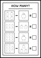 combien de chaudron, jeu pour enfants. illustration vectorielle, feuille de calcul imprimable vecteur