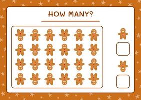 combien de biscuits au pain d'épice, jeu pour les enfants. illustration vectorielle, feuille de calcul imprimable vecteur