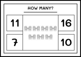 combien de mitaines d'hiver, jeu pour enfants. illustration vectorielle, feuille de calcul imprimable vecteur