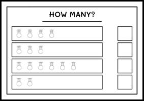 combien de lumières de noël, jeu pour enfants. illustration vectorielle, feuille de calcul imprimable vecteur