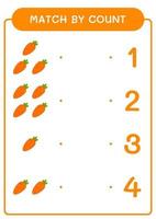 match au nombre de carottes, jeu pour enfants. illustration vectorielle, feuille de calcul imprimable vecteur