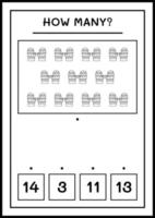 combien de mitaines d'hiver, jeu pour enfants. illustration vectorielle, feuille de calcul imprimable vecteur