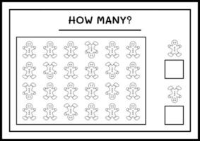 combien de biscuits au pain d'épice, jeu pour les enfants. illustration vectorielle, feuille de calcul imprimable vecteur