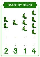 Match par comptage de botte de lutin, jeu pour enfants. illustration vectorielle, feuille de calcul imprimable vecteur