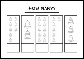 combien de cloche de noël, jeu pour enfants. illustration vectorielle, feuille de calcul imprimable vecteur