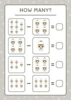 combien de crâne, jeu pour enfants. illustration vectorielle, feuille de calcul imprimable vecteur