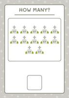 combien de pierre tombale, jeu pour enfants. illustration vectorielle, feuille de calcul imprimable vecteur