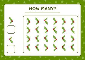 combien de baies de houx, jeu pour enfants. illustration vectorielle, feuille de calcul imprimable vecteur