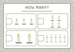 combien de bougie, jeu pour enfants. illustration vectorielle, feuille de calcul imprimable vecteur