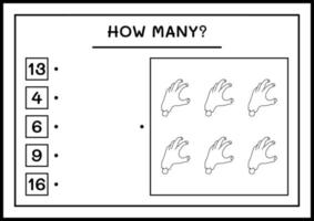 combien de main de zombie, jeu pour enfants. illustration vectorielle, feuille de calcul imprimable vecteur