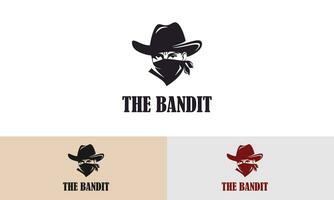 bandit cowboy avec bandana écharpe masque logo illustration vecteur