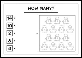 combien de fantômes, jeu pour enfants. illustration vectorielle, feuille de calcul imprimable vecteur