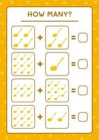 combien de louche, jeu pour enfants. illustration vectorielle, feuille de calcul imprimable vecteur