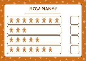 combien de biscuits au pain d'épice, jeu pour les enfants. illustration vectorielle, feuille de calcul imprimable vecteur